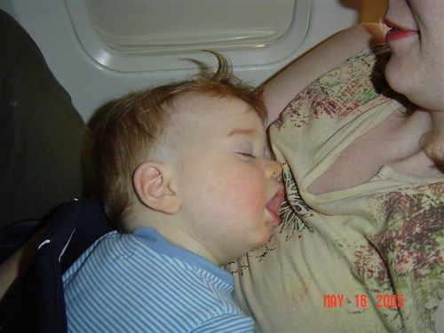 sacked out in the plane