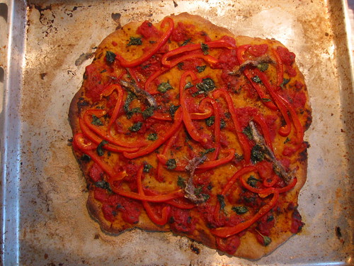 Pizza tomato pepper anchovy
